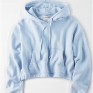 American Eagle Sweatshirt Ahh-Mazingly Soft Cropped Hoodie Light Blue Cinch m